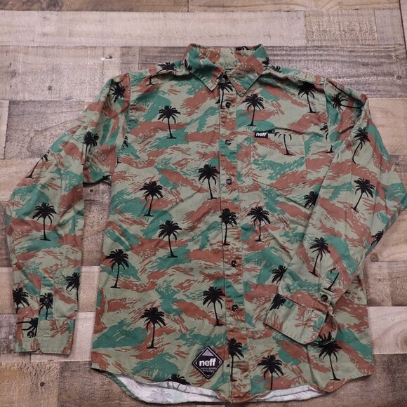 Neff Other - Neff button down shirt tropical camo men's extra large palm trees skater